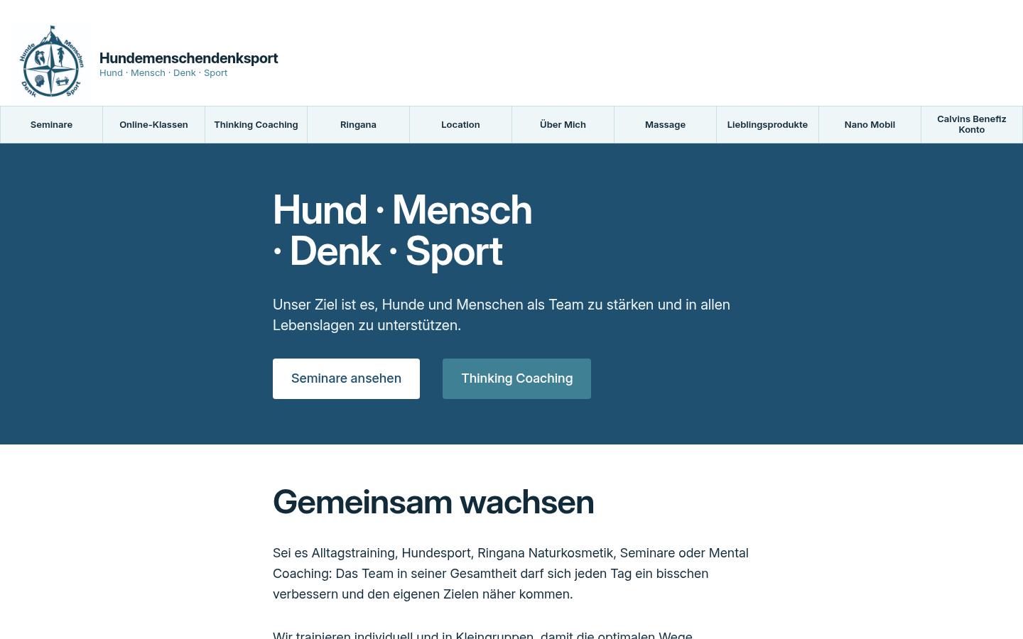 Hundemenschendenksport website homepage